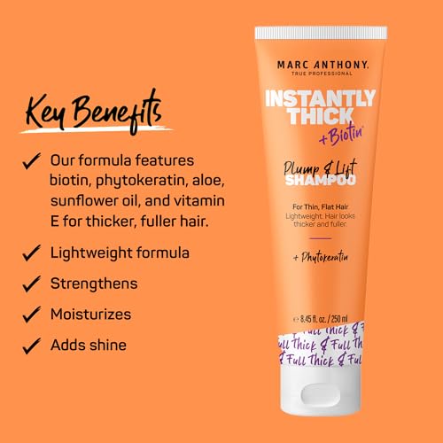 Marc Anthony Hair Thickening Shampoo - Biotin & Aloe Lightweight Formula for Volumizing, Thicker & Fuller Hair