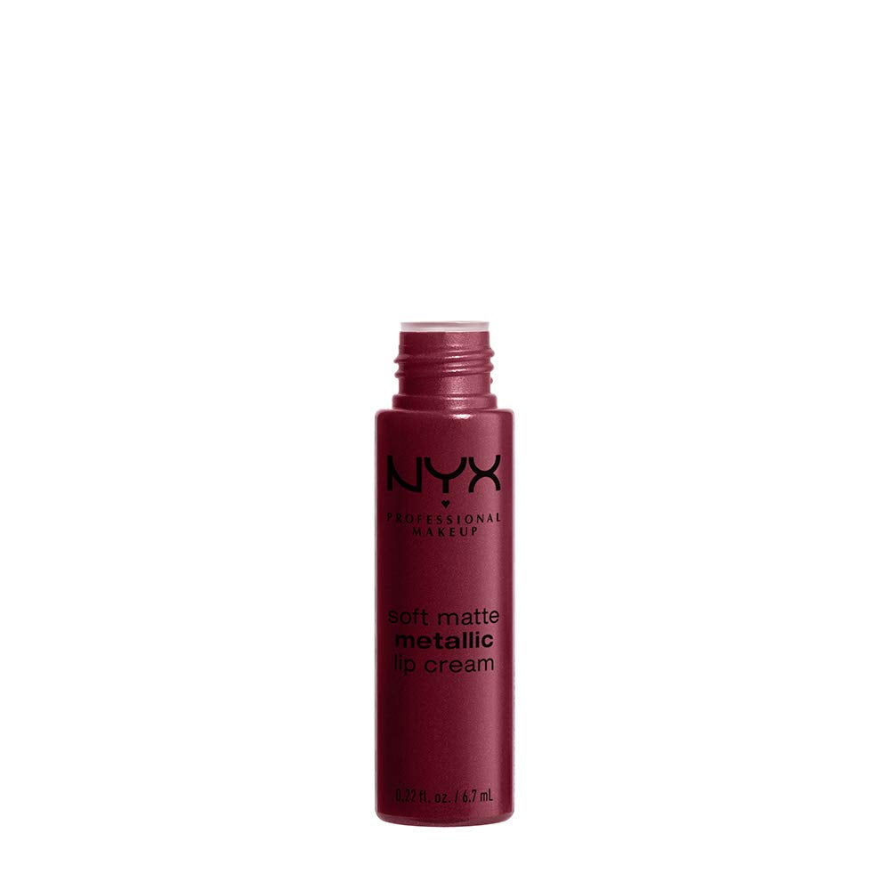 NYX PROFESSIONAL MAKEUP Soft Matte Metallic Lip Cream, Liquid Lipstick - Madrid (Cranberry Red)