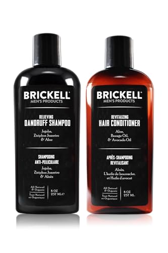 Brickell Men’s Daily Relieving Hair Care Routine, Dandruff Shampoo and Conditioner Set For Men, All Natural and Organic, Scented