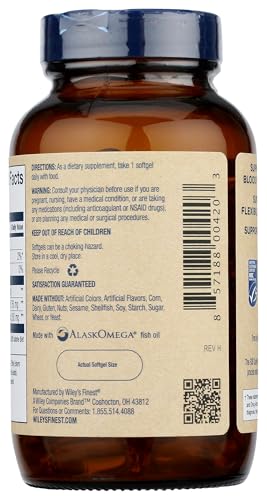 Wiley's Finest Wild Alaskan Fish Oil Peak EPA - Triple Strength Peak EPA and DHA - 1000mg Omega-3s, SQF-Certified - 120 Softgels (120 Servings)