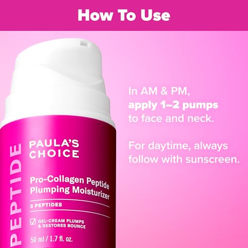 Paula's Choice Pro-Collagen Peptide Plumping Face Moisturizer, Daily Gel Face Cream for Deep Lightweight Hydration, Wrinkles & Loss of Firmness, Fragrance-Free, 1.7 Fl Oz