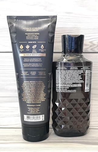 Bath & Body Works Vanilla Noir Men's 3-in-1 Hair, Face & Body Wash and Body Cream 2 Piece Set