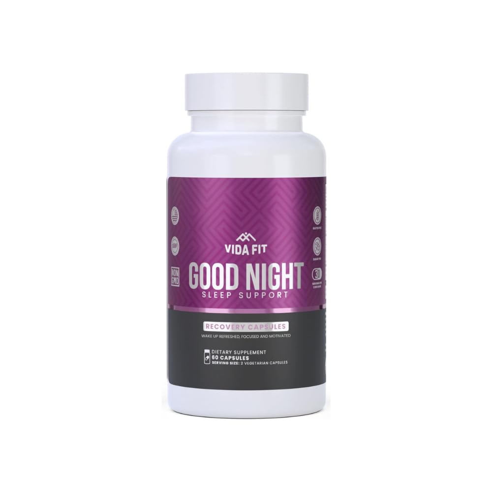 Good Night Natural Sleep Aid for Adults – Melatonin 3mg, Magnesium Glycinate, Ashwagandha, L Theanine, GABA, 5-HTP, Vitamin D, Niacin, 30 Days Supply