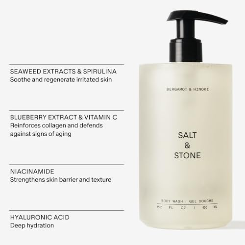 Salt & Stone Body Wash with Antioxidants for Deep Moisture | For Women & Men, Sulfate, Paraben, & Dye Free, Leaving Skin Soft and Hydrated