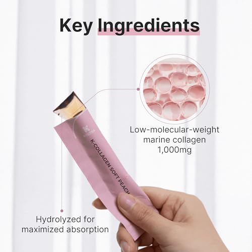 K-Nutra K-Collagen Soft Peach | 15.9oz (30 Sticks) | Marine Collagen with Vitamin C | Supports Skin, Hair & Nail Health | Tasty Jelly, Fast Absorption