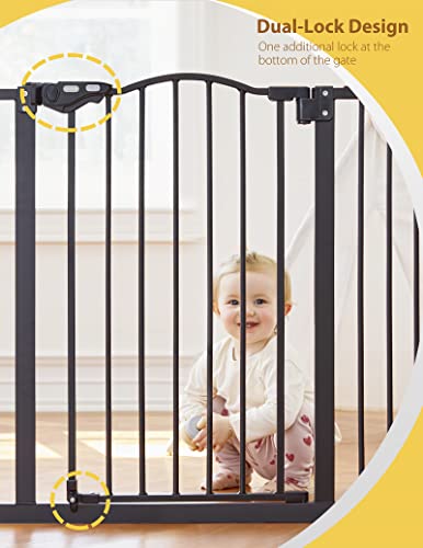 InnoTruth 29-39.6 Width Auto Close Baby Gate, 30 Tall Wide Dog Gate for Pets, Easy Install Walk Through for Doors, Hallways, House, Safety Kid/Puppy Pressure or Hardware Mounted Metal Gate, Black