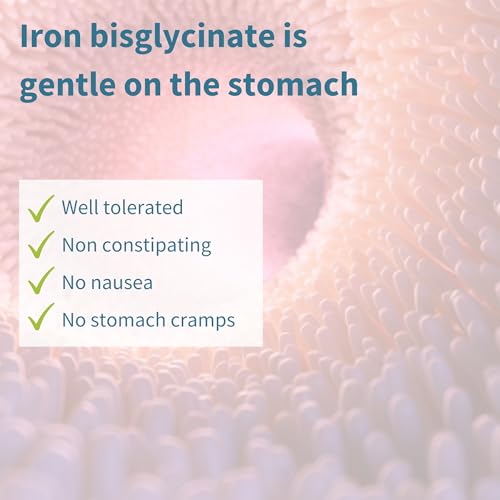 Igennus High Absorption Chelated Iron Bisglycinate 20mg, Vitamin C, 6 Month Supply, Gentle Formula, Clean Label & Targeted Release Ferrous Bisglycinate for Women and Men, One Daily, Vegan, 180 Tablets