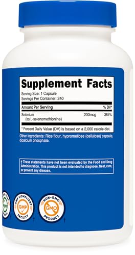 Nutricost Selenium 200mcg, 240 Vegetarian Capsules, Non-GMO, Gluten Free L-Selenomethionine