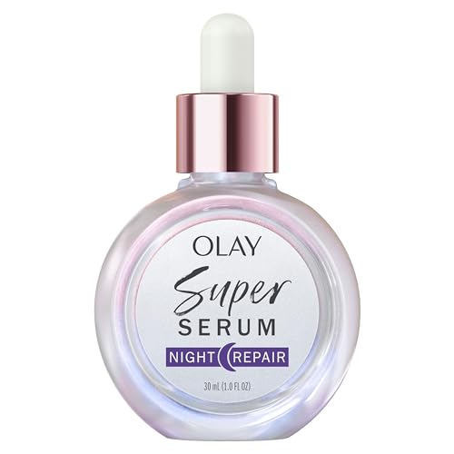 Olay Super Serum Night Repair for Face - Niacinamide, Peptide, Salicylic & Lactic Acid, Glycerin - Anti-Wrinkle, Dark Spot Reduction, Hydrating, Smooths Fine Lines, Skin Surface Renewal, 1.0 Oz
