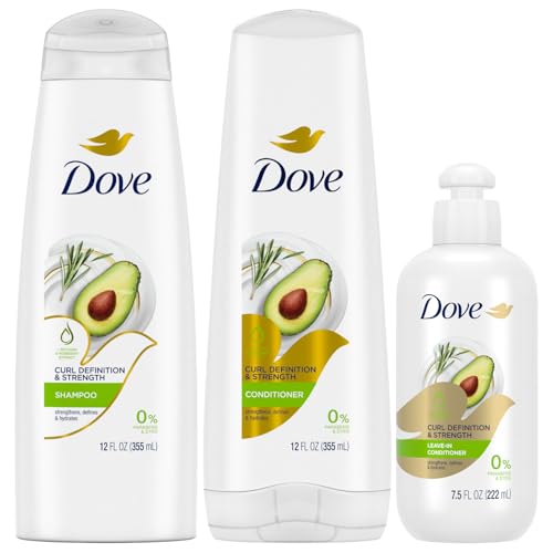 Dove Curly Hair Care Bundle –Curl Definition & Strength Shampoo and Conditioner + Leave-In Conditioner (3 Piece Set)