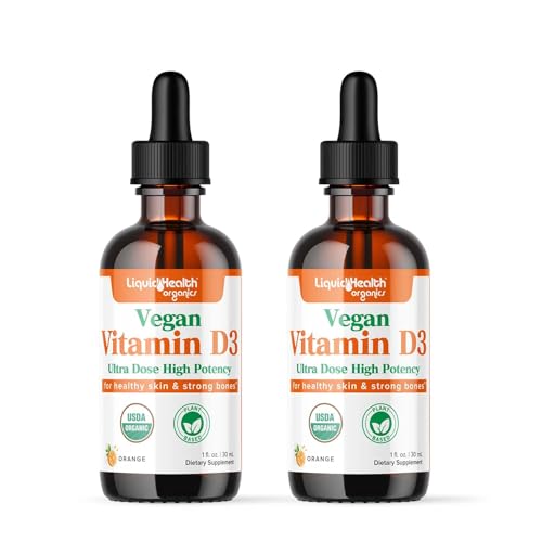 LIQUIDHEALTH Liquid Vitamin D3 5000 IU, Organic Vitamin D Liquid Drops, Adults & Kids, Vegan Liquid Vitamin D for Immune Support, Bone Health, Mood Support - (2pack)