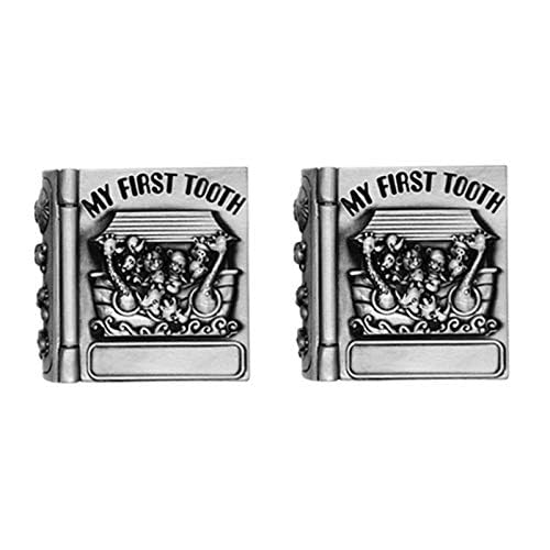 First Curl and First Tooth Keepsake Box for Kids Metallic Engraved Cute Shape, Silver Tooth Holder, Tooth Collection Organizer, Great Gift Idea for Babies to Keep The Childhood Memory (Book)