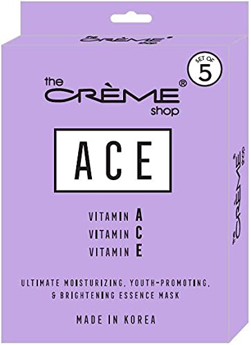 The Crème Shop | Vitamin A C E Ultimate Moisturizing, Youthful and Brightening Essence Mask. Boost Skin's Immune System Restore Skin Cells Damaged - 5 Pack