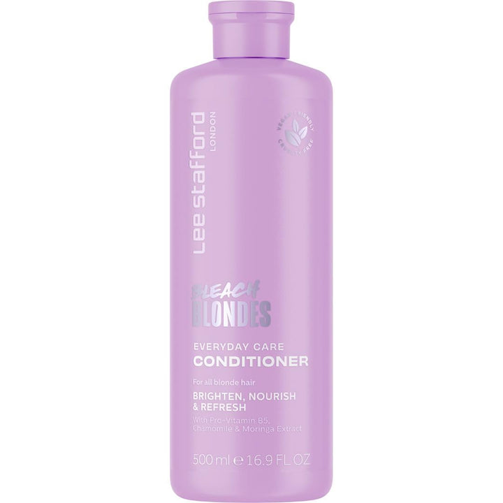 Lee Stafford Daily Blonde Conditioner | Bleach Blondes Everyday Care - Best to Neutralize Yellow Tones, Brighten & Refresh for a Lighter Blonde, Hydrating for Dry, Damaged Colored Hair, 16.7 Fl Oz