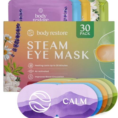 Body Restore Heated Eye Mask for Dry Eyes 30 Pack - Self Heating Warm Compress, Christmas Stocking Stuffers, White Elephant, Birthday Gifts for Women, Men, Stye Eye Treatment, Relaxation - Variety