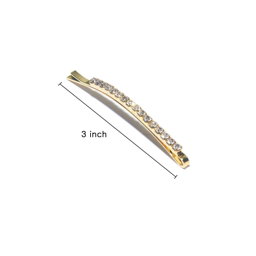 Luxxii Rhinestone Crystal Decorated Hair Barrette Clip Hair Pin (Pack 4, Silver & Gold Tone)