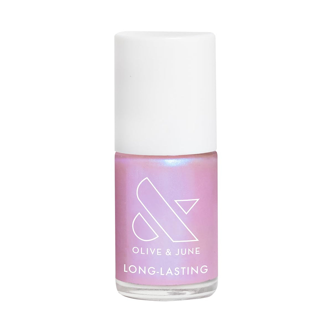Olive & June Long Lasting Nail Polish | Plump, Gel-Like Finish No Lamp Needed | Lasts up to 10 days | Salon-Quality at Home | 15-Free, Vegan Cruelty-Free Chip-Resistant | Pink Goldfish Pink Iridescent