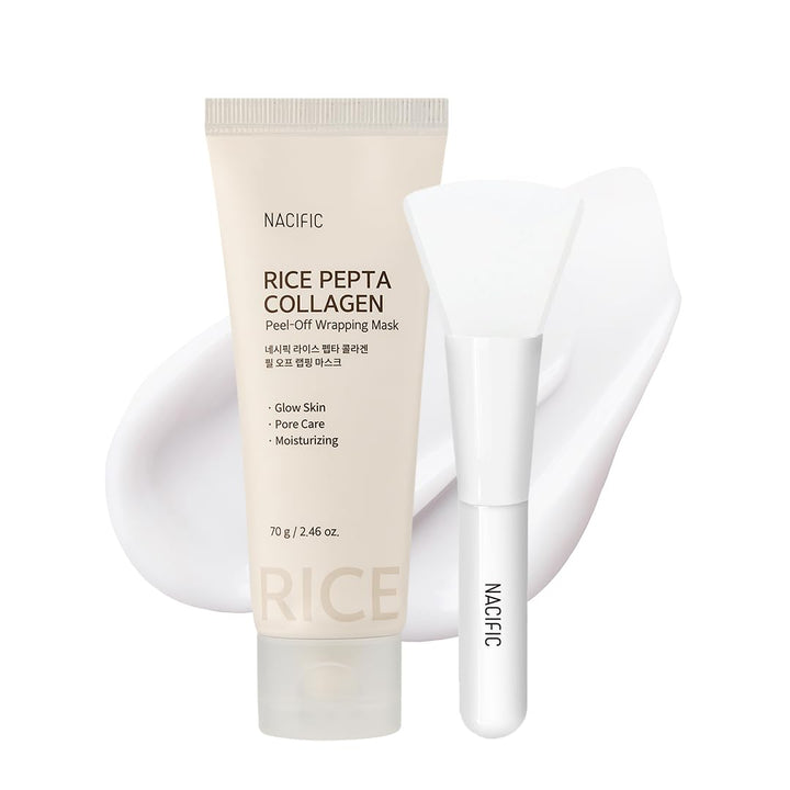 NACIFIC Rice Pepta Collagen Peel-Off Wrapping Mask 2.46oz. 70g Korean Skin Care Face Mask Hydrating Overnight Elasticity Firming Pore Minimizing Glow Glass Skin for All skin types