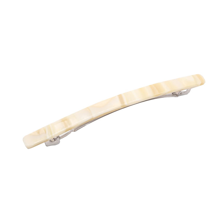 French Amie Long And Thin Handmade Celluloid Pearl Ivory Hair Clip Barrette 4 Inches (Cream Nouget)