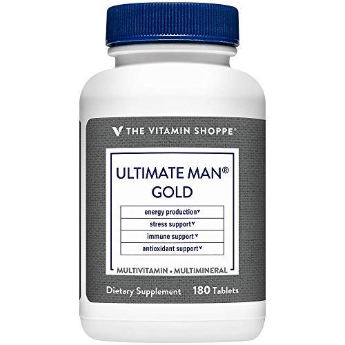 The Vitamin Shoppe Ultimate Man Multivitamin - High Potency Energy & Antioxidant Blend - Comprehensive Daily Multi-Mineral Supplement for Optimal Men’s Health - Gluten & Dairy Free (180 Tablets)