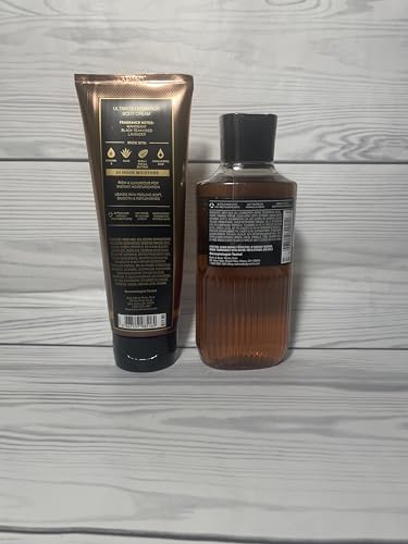 Bath & Body Works Mahogany Teakwood Men's 3-in-1 Hair, Face & Body Wash and Body Cream 2 Piece Set