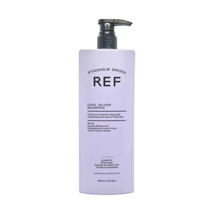 Ref Cool Silver Shampoo 1000ml Sulphate free shampoo with botanical extracts and violet pigments specially chose to protect, strengthen and neutralize unwanted yellow tones