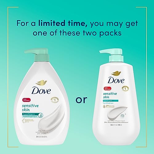 Dove Body Wash with Pump Sensitive Skin Hypoallergenic, Paraben-Free, Sulfate-Free, Cruelty-Free, Moisturizing Skin Cleanser Effectively Washes Away Bacteria While Nourishing Skin 30.6 oz