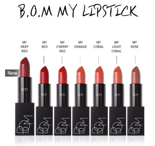 #802. Cherry Red : Korea Cosmetics [ BOM My lipstick ] 6 Colors Matte Lipstick with Magnetic Case (#802. Cherry Red)
