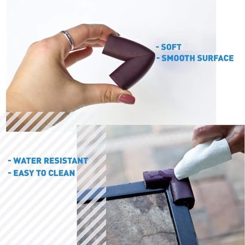 Furniture Edge 16.2ft & Corner Guards | Protective Foam Cushion | 15ft Bumper 4 Adhesive Childsafe Corners | Baby Child Proofing Foam Set and Safe for Table, Fireplace, Countertop | Brown