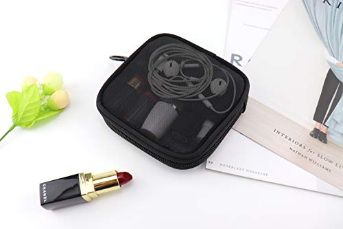 Patu Mesh Travel Toiletry Bag, Transparent Standing Pouch, Portable Shaving Washing Kits Organizer, Personal Care Trip Case, Pack of 2 (Size S), Black