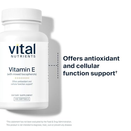 Vital Nutrients Vitamin E with Mixed Tocopherols | Potent Antioxidant Vitamin E Supplements to Support Cardiovascular Health* | Gluten and Dairy Free | Non-GMO | 100 Softgels