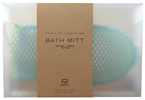 Supracor Stimulite Dual-Sided Bath Mitt - Lavender side (softer texture) Green side (firmer texture)