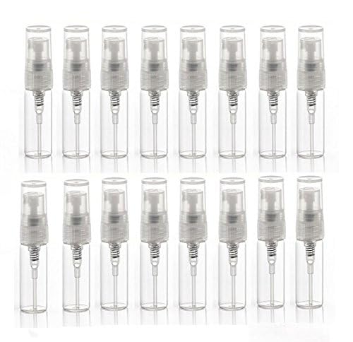 Elfenstal- 25pcs Mini Clear 3ml Fine Mist Atomizer Glass Bottle Spray Refillable Perfume Empty Bottle Glass Clean Cloth for Travel Party Portable Makeup Tool