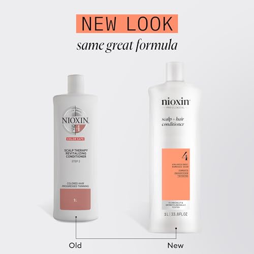 Nioxin System 2 Scalp + Hair Thickening Shampoo & Conditioner Liter Duo Set | Prepack with Pumps Included | For Natural Hair with Progressed Thinning | 33.8 Fl Oz
