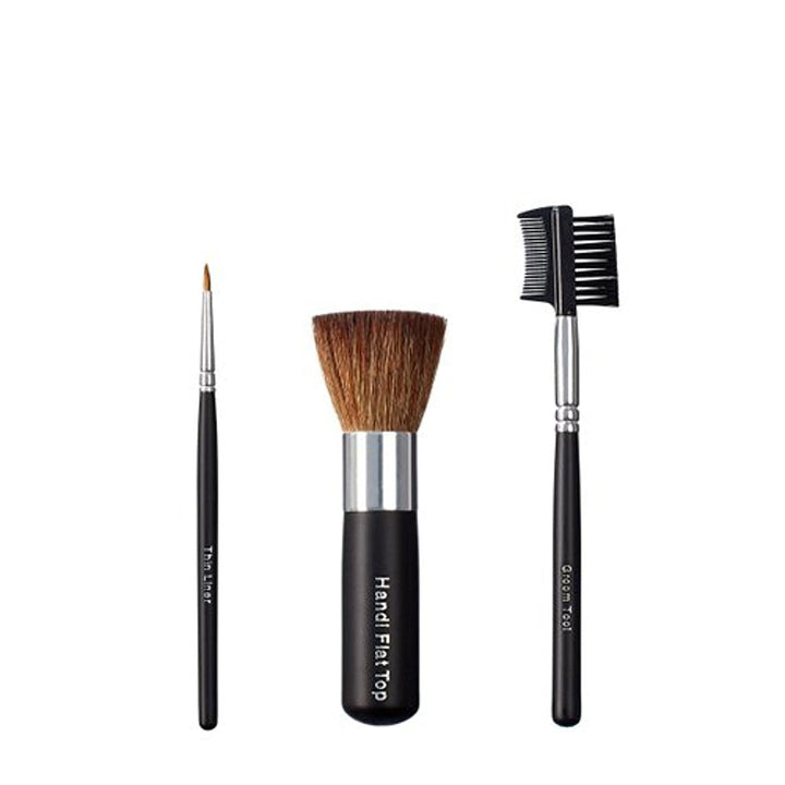 VEGAN LOVE Thin Liner Handi Flat Top Brush Trio, Groom Tool