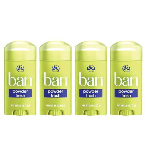 Ban Invisible Solid Powder Fresh Deodorant, 2.6 Ounce (Pack of 4)