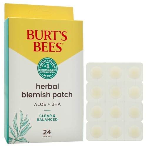 Burt's Bees Clear and Balanced Herbal Blemish Patch for Women - 24 Count Patches - Pack of 2