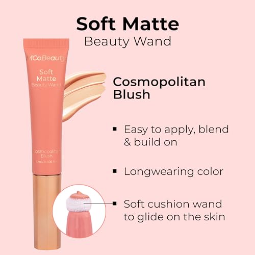 MCoBeauty Soft Matte Beauty Wand, Cosmopolitan Blush, Velvety Finish of Buildable Color, Vegan, Cruelty Free Cosmetics