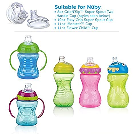 Nuby (6 Packs) 12 Count, Super Spout No Spill Replacement Spouts, Clear