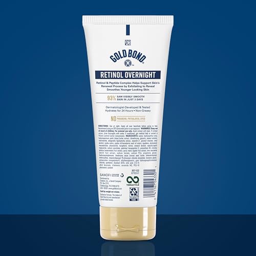 Gold Bond Age Renew Retinol Overnight Body & Face Lotion, With Retinol & Peptide Complex, for Dry Skin, 7 oz.