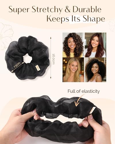 Yanibest Hair Scrunchies for Women - 4 Pcs Breeze Satin Scrunchies, Soft Ponytail Holders, No Crease Hair Ties Hair Accessories