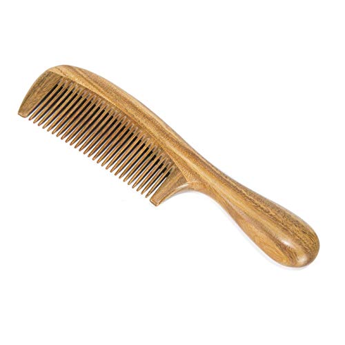 BEINY BEINY Natural Green Sandalwood Comb - Anti Static Wooden Hair Comb with Thickening Round Handle for Hair Health and Festival Gift