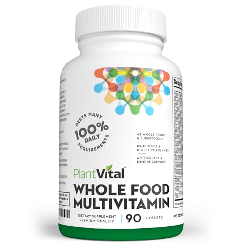 Plantvital Whole Food Multivitamin - Multivitamins with 42 Superfoods Raw Veggies and Fruits Vitamins Earth Energy Fruits and Veggies Supplement Pure Fruit and Vegetable Supplements - 90 Tablets