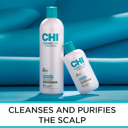 CHI CleanCare Clarifying Shampoo, Deeply Cleanses Hair & Scalp to Remove Build Up, Purify & Restore Moisture, Sulfate, Paraben, & Cruelty-Free, 25 Oz