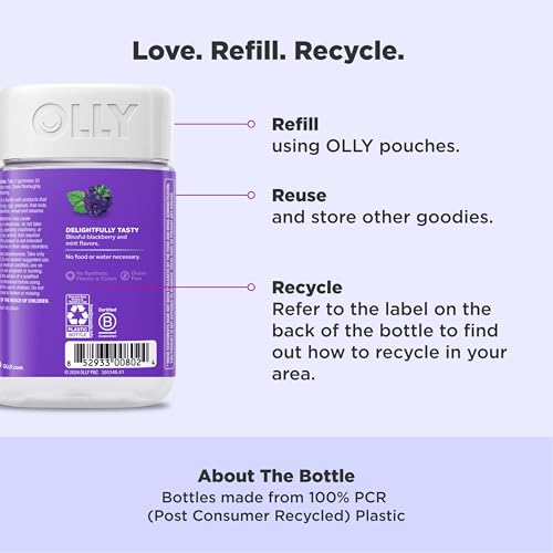 OLLY Sleep Gummy, 3 mg Melatonin, L-Theanine, Chamomile, Lemon Balm, Sleep Aid, Blackberry - 70 Count