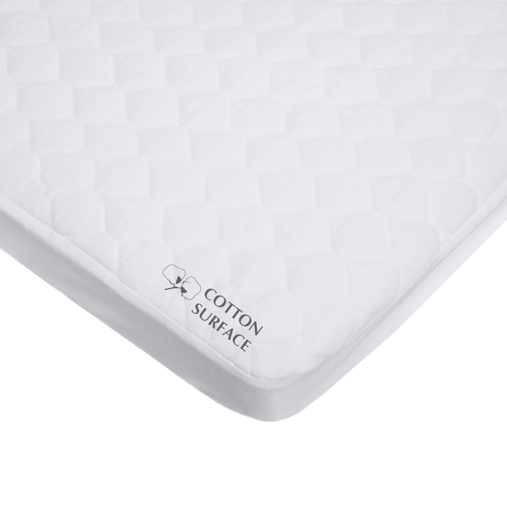 American Baby Company Waterproof Fitted Porta/Mini Crib Mattress Protector, Quilted Cotton and Noiseless Mini Crib Pad Cover, White, 38 x 24