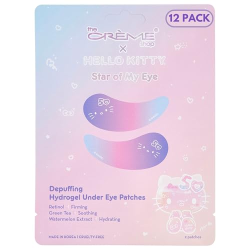 The Crème Shop x Hello Kitty Star Of My Eye Depuffing Hydrogel Under Eye Patches, Hydrating Under Eye Patches for Puffy Eyes and Dark Circles - 50th Year Anniversary Limited Edition (Pack of 12)