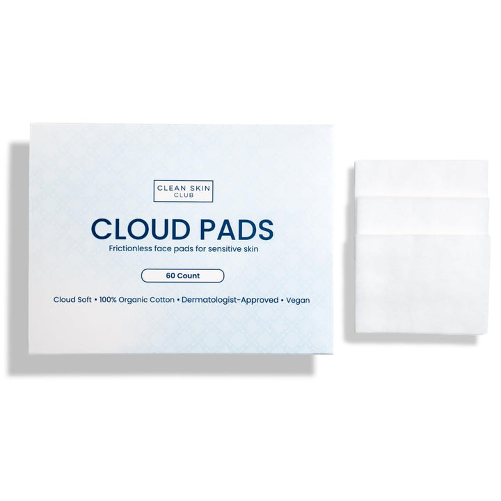 Clean Skin Club Cloud Pads, Ultra-Soft & Thick Face Pads, 100% Organic Cotton Dermatologist-Approved Makeup Remover and Toner Applicator, Sensitive-Skin Safe, 60 Count (Pack of 1)