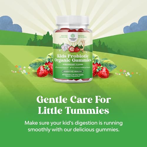 Natures Craft USDA Organic Probiotic Gummies for Kids - Vegan Non-GMO Kids Probiotic Gummy Vitamin for Immunity and Digestive Health - Gentle 2.5B CFU Organic Probiotics Strawberry Flavor (4 Month)