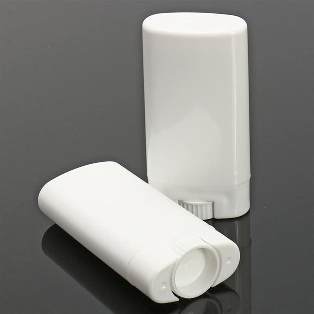 10pcs Empty Oval White Containers Small Sample Tubes Plastic Lip Balm Tubes Lipstick Tube 15ml/5ml (15ml)